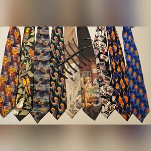 Tie Lot Men's Tie Collection And Tie Rack Hanger Garcia Jimmy V Lot Of 9 Ties